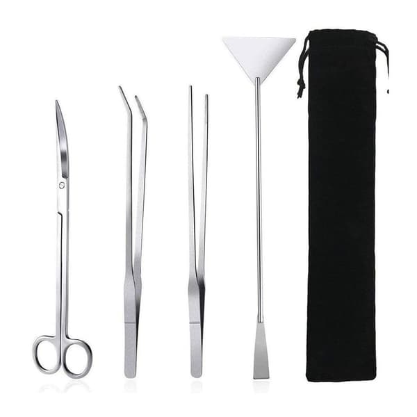 Aquarium Tool Kit, 4-in-1 Long Stainless Steel Tweezers Silver KLB