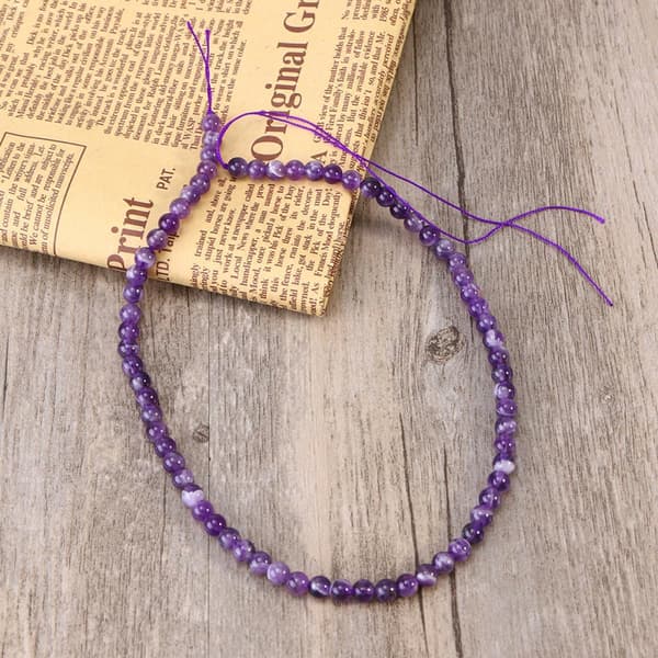 Natural Amethyst Loose Beads 4mm, Approximately 186 Pieces in 2 Strands, Purple Gemstone Beads