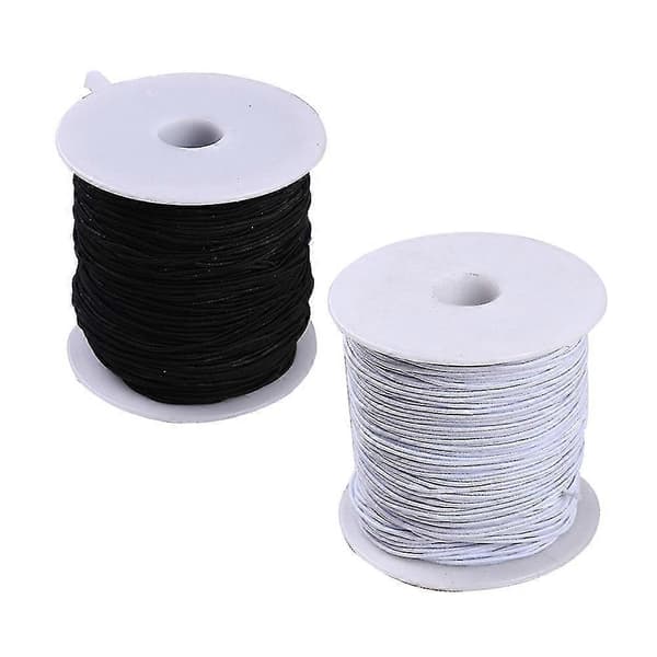 2 stk 0,8 mm elastisk tråd perletråder stretchsnor stoffhåndverkssnor for smykkefremstilling (svart, hvit)