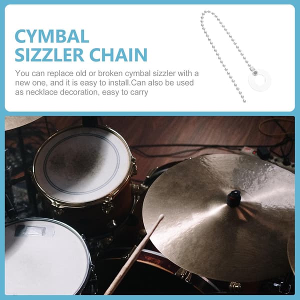 Professional Silver Cymbal Sizzler Chain for Drum Cymbals, Alloy Extension Accessory