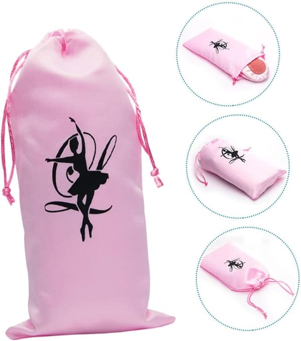 4 pcs satin drawstring ballet shoe bag large capacity foldable protective storage bag elegant pink