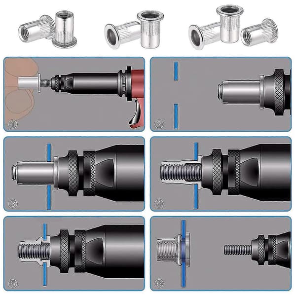 60 Pieces 304 Stainless Steel M8 Rivet Nut Flat Head Blind Nut Threaded Rivet Rivet Nut for Threaded Insert Pliers