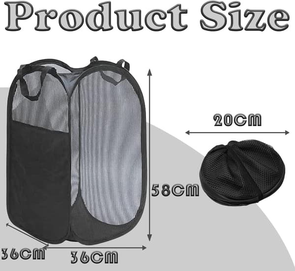 Large Laundry Basket Foldable Mesh Laundry Hamper Pop up Laundry Basket with Side Pocket Laundry Baskets