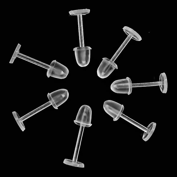 Earring Holders, 100 Pcs Clear Posts and Rubber Backs (50 Pairs)