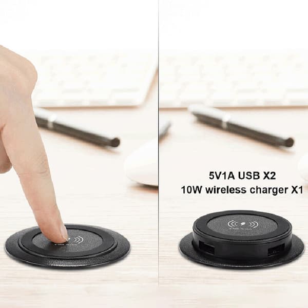 Innebygd pop-up skrivebordslader med USB-port