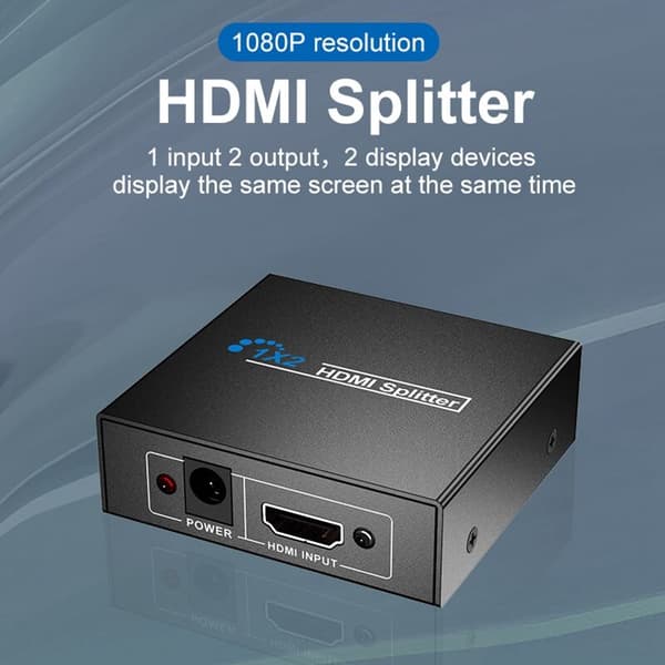 1x2-splitter for 1 port til 2 dupliserte skjermer / USB-drevet splitter (én inngang til utganger)