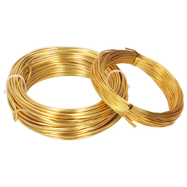 2 rullar 1,0 mm 2,0 mm aluminium DIY smyckestråd flexibel blomstertråd guld