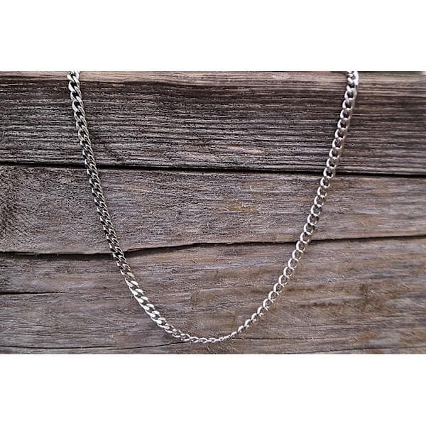 Halsband i rostfritt stål för män - Solid 60 cm silverkedja - Handgjord herrkedja - Dubbel pansarkedja - Present till män (Silver 5 mm)