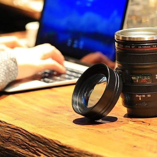 Camera Lens Coffee and Tea Cup - Creative Gift for Photographers - Stainless Steel KLB