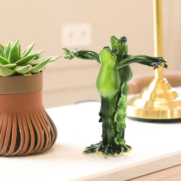 Söt 3D-simulering grodskulptur harts djurfigur grön groddekor
