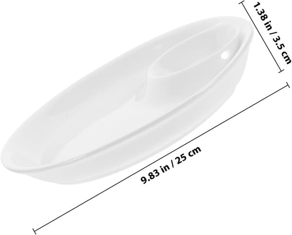 Ceramic serving platter with compartments and bowl for chips and dip, multifunctional and easy to clean