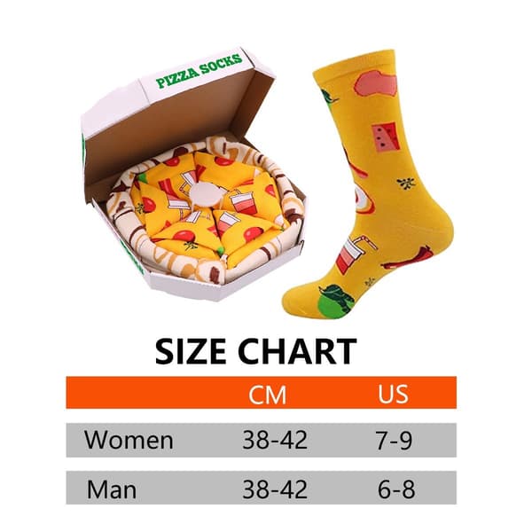 Pizza Mid Cotton Socks Men - Kreativt modepar Bacon Drink KLB
