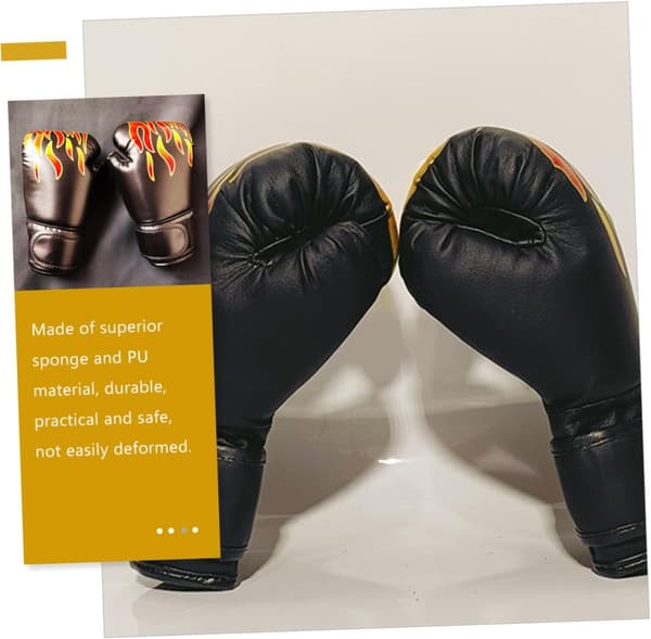 1 par Kickboxing børneboksehandsker til 3-8 år Fighting Bag Handsker Mænd Sort Flamme