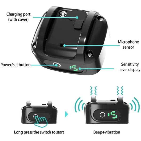 Debuns - Anti-Bark Collar for Small Dogs 5-15 lbs - Rechargeable, IP67 Waterproof - Adjustable Sensitivity, No Electric Shock
