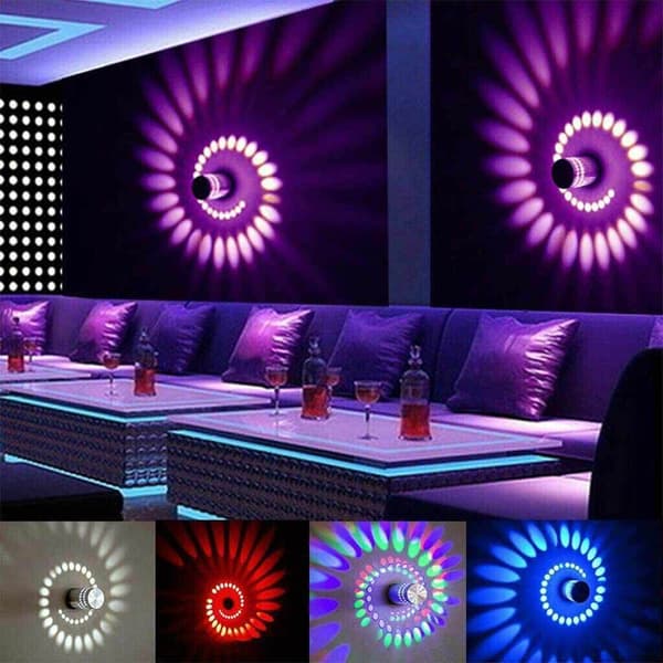 3 Watt LED Spiral Væglampe, Aluminium Væglampe, Badeværelse