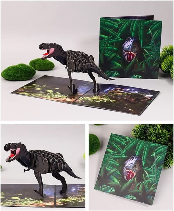 Bursdagskort Gave til foreldrene dine (Tyrannosaurus), venner og elskere, 3D Pop-up Gratulasjonskort -