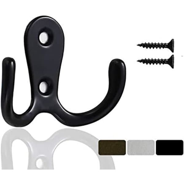 10 Pieces Double Metal Hooks and Storage Hooks with Screws