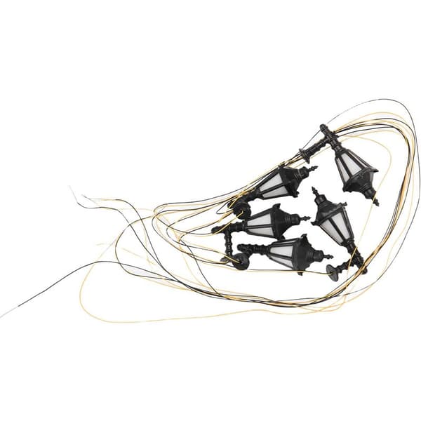 5 stk. jernbane LED gadebelysning lamper væglamper model 4,3 cm høj 3V model havelamper miniaturelandskab