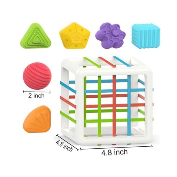 Sensorisk leke - En kube med 6 blokker - Taktil utvikling - Finmotorikk - Unisex 1-3 år[YJD]