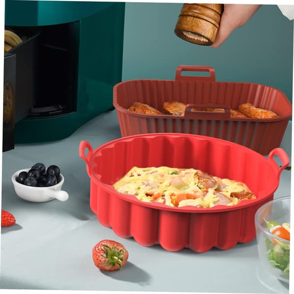 2 stk gjenbrukbar silikonmatte for airfryer, for airfryer innergryte, non-stick bakematte