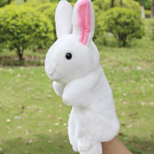 Cartoon Rabbit Plush Finger Puppet - Cute Bunny Toy for Kids Birthday Gift