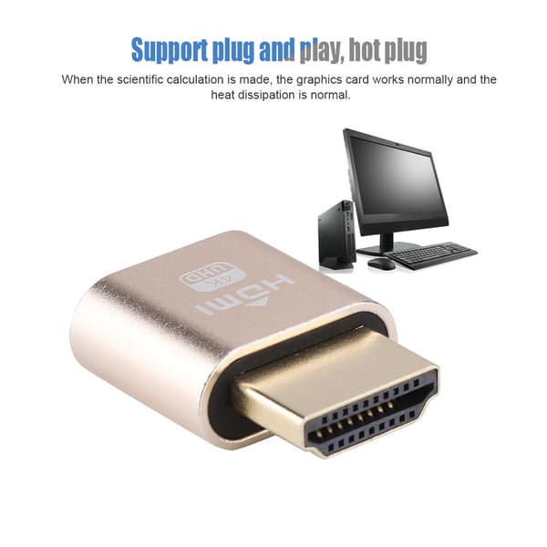 Graphics Card Spoof HDMI Fake Load VGA Analog Camouflage HD Lock Screen Virtual Display