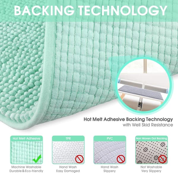 40x60cm (vandgrøn) skridsikker absorberende badeværelsesmåtte grøn green
