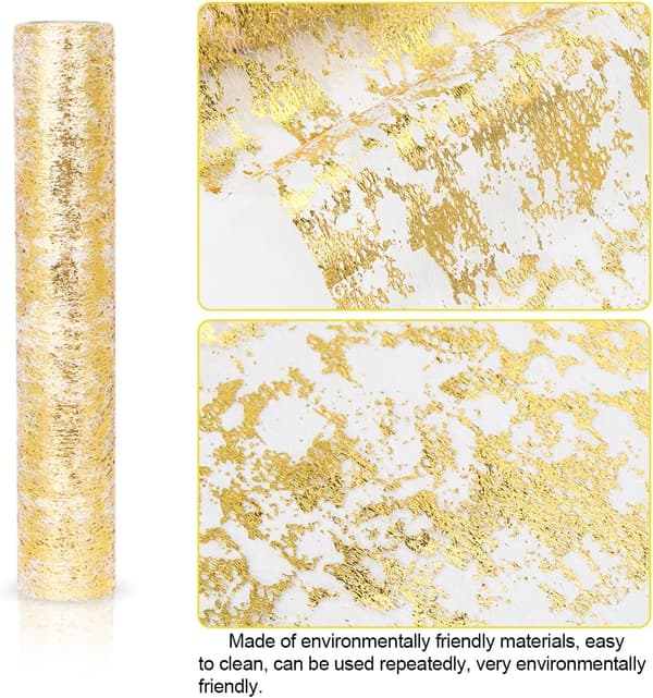 28CM x 10M Organza Tyll Rullad Bordsduk (Guld) Non-woven gol