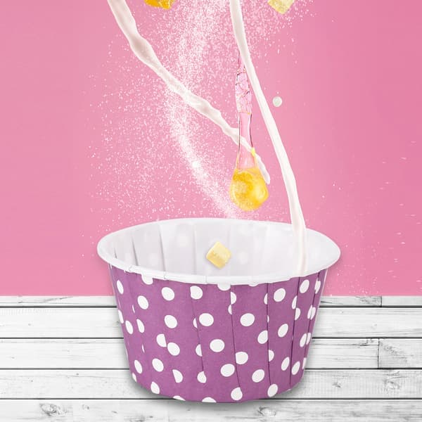 Baking Cups – Paper Muffin Liners with Grease Barrier, Leak-Proof, No Greasing Needed – Polka Dots