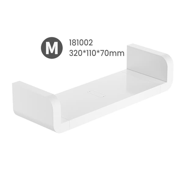 2 Pcs Wall Mounted Plastic Shelves, White Floating Shelf 17/32 cm, White Wall Shelf, No Drilling, Compatible Bathroom Kitchen