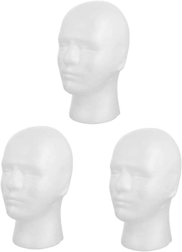 3 stk. praktisk mannequin hoved paryk display stativ mandlig model sikker til parykker