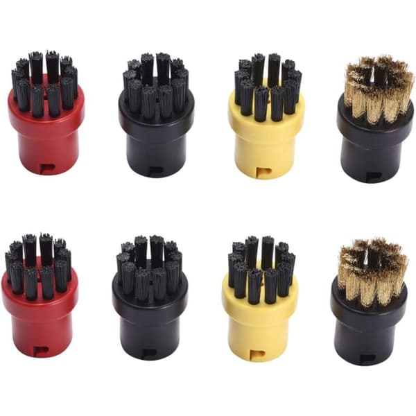 Hand Nozzle Brush Set, Round Replacement Cleaning Brushes for Karcher SC1 SC2 SC3 SC4 SC5 Steam Cleaner Accessories (Red + Black)