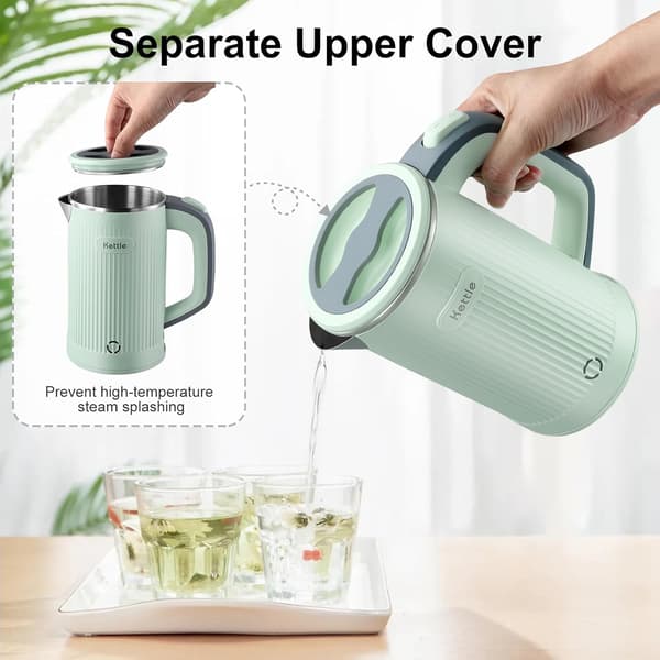 Travel Kettle Small, Portable Mini Camping Kettle, Fast Boiling, Compact Electric (Green)