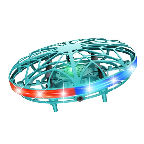 UFO-drone gestusstyret drone til børn og voksne, flyvende legetøj med 360 roterende farverige LED-lys, helikopterlegetøj
