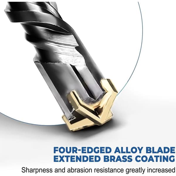 16 mm x 200 mm SDS Plus drill bit with 4 carbide cutters and double spiral, for concrete and natural stone