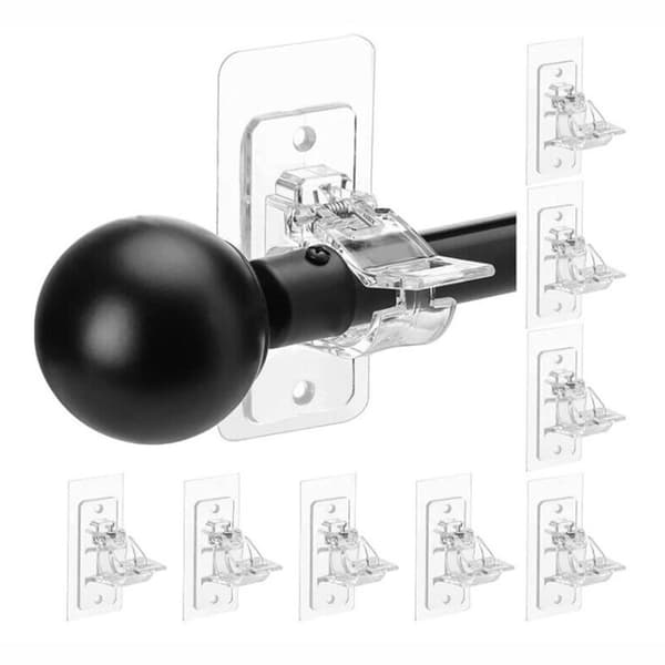 Self-adhesive curtain brackets without drilling, 8-pack with screws and wall plugs for kitchen and bathroom