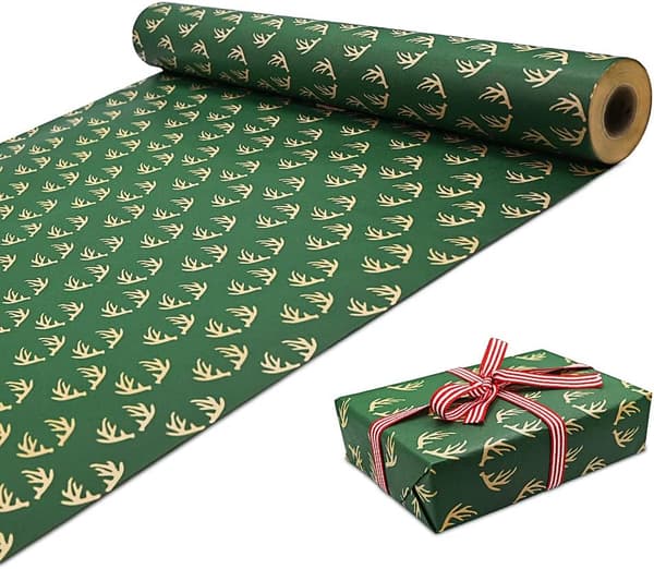2 Rullar Presentpapper, 43cm x 300cm Stor Rulle Julpapper Återvinningsbart Kraftpapper