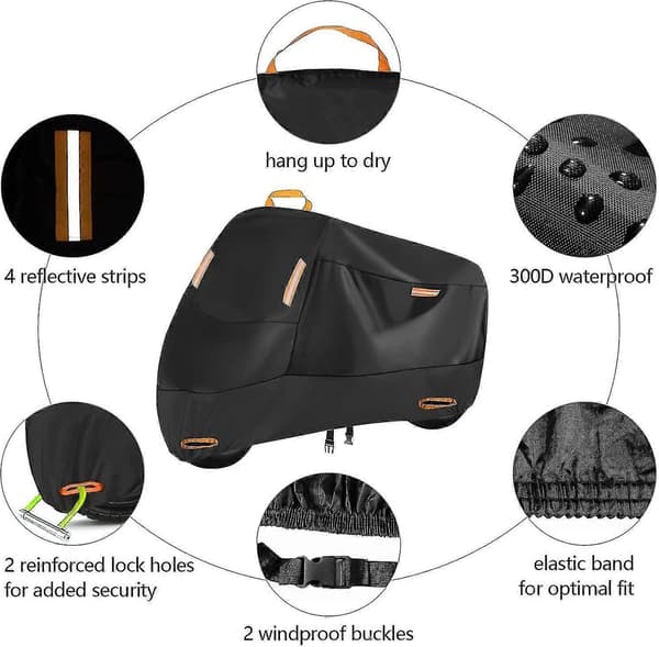 Waterproof Motorcycle Cover, Black, 200 * 90 * 100 cm