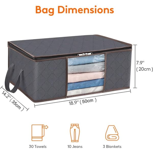 35L Clothes Storage Bag, Foldable Under Bed Storage Box for Bedroom, Toys, 3-Pack