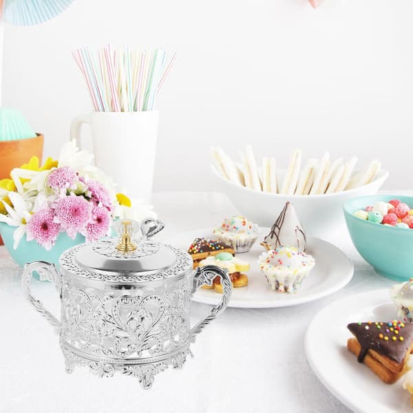 1 pc Party Chocolate Holder Glass Spice Jar with Spoon Iron Material Portable