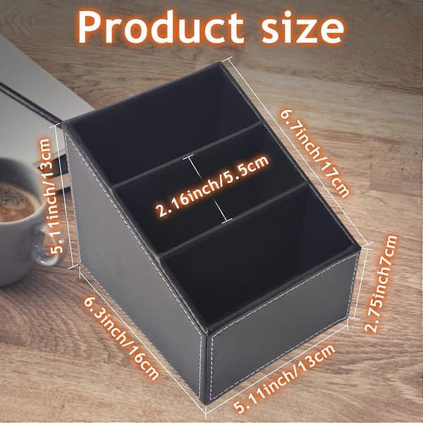 Remote Control Holder, Desk Organizer, PU Leather TV Remote Control Holder for DVDs, Office Supplies