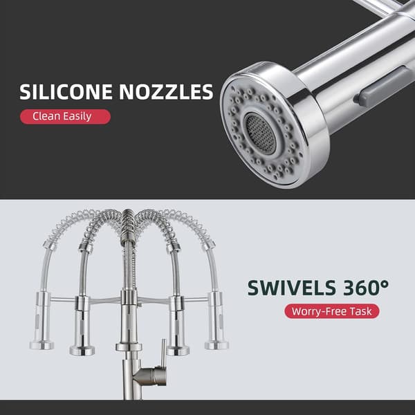Kitchen Faucet, Kitchen Faucet with Spring and Pull-Out Shower, 2 Spray Modes High Swivel Spout Single Lever Mixer (Chrome)