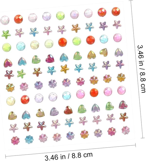 Selvklebende Ansiktsrhinestone-klistremerker 7 Deler Sett Glitrende Glitterstein