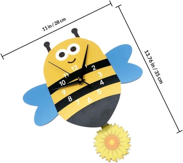 Silent Wall Clock Large Arabic Numeral Display Bee-shaped Eco-friendly PVC Foam Board