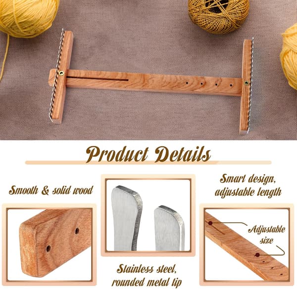 Adjustable Tapestry Loom, Small Extendable 3.5 inch to 11.8 inch, Wooden Frame for Weaving Yarn, Art Projects, Ideal for Beginners and Advanced.