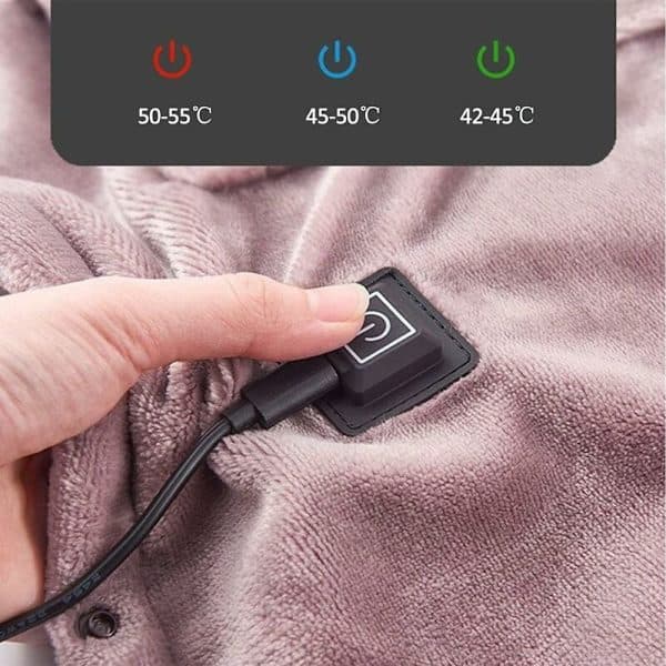 USB Elektrisk Varmedæppe Bærbart Varmedæppe Varmesjal Flanel Tæppe 3 Temperaturer 100x80cm