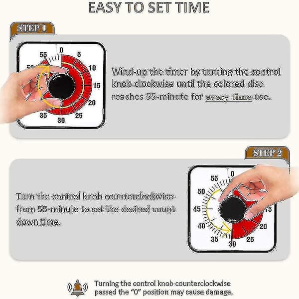Visual Countdown Timer, Large Classroom Timer For Kids And Adults, Durable Mechanical Kitchen Timer Clock-hy