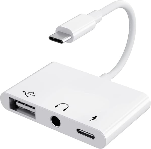 USB-C til USB-adapter, 3-i-1 USB-C til USB-A OTG-adapter med 3,5 mm hodetelefonkontakt og 60W PD hurtigladeport