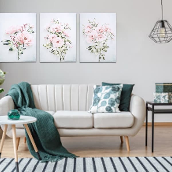 3 st 30x40 cm handmålad rosblomma väggmålning dekorativ tavla vardagsrumsstudiedekor