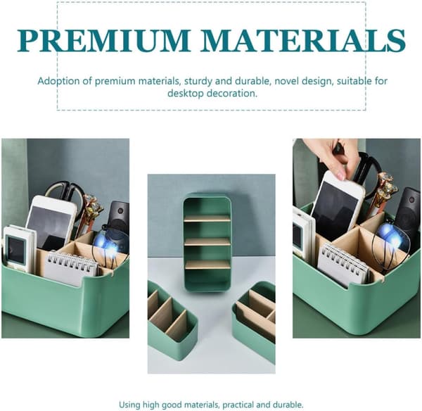 Multi-compartment storage box, stationery box, ABS wood material, stylish simple design, desktop decoration